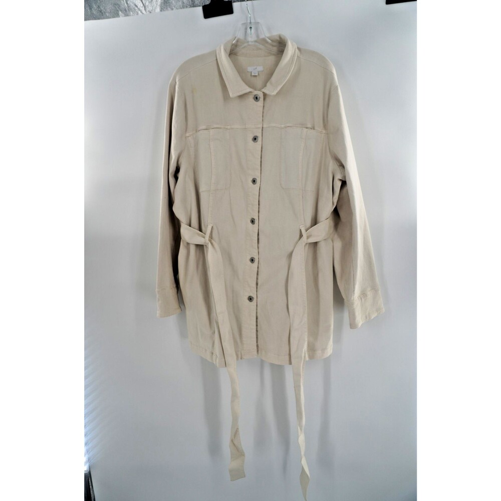 J. Jill Chino Women's Journey Trench Jacket Stylish, Lightweight Beige Size 2X